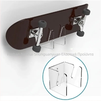 Ακρυλικό ράφι επίδειξης σκούτερ skateboard, επιτοίχιο ράφι αποθήκευσης σκούτερ, ράφι τοίχου skateboard longboard