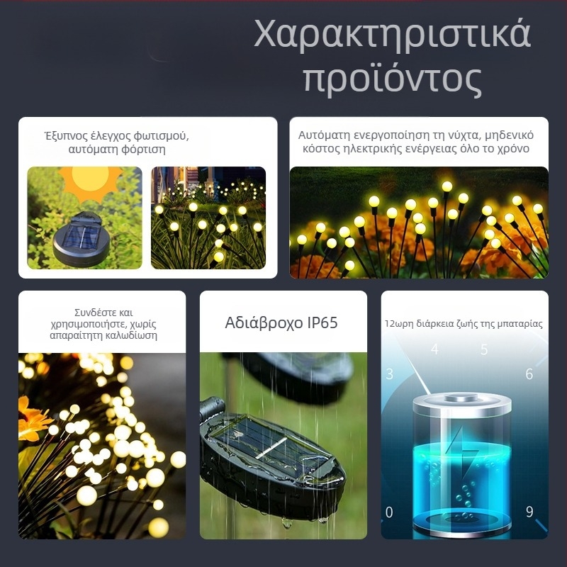 Ηλιακή λάμπα Firefly, λάμπα τοπίου αυλής, διασυνοριακή λάμπα ατμόσφαιρας κήπου, νέα εξωτερική λάμπα γκαζόν, λάμπα Swing