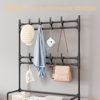 Ράφι παπουτσιών Xiyin TEMU Hall, ενσωματωμένη κρεμάστρα παπουτσιών και καπέλων, απλή θήκη αποθήκευσης, πολυστρωματική κρεμάστρα παλτών, θήκη αποθήκευσης