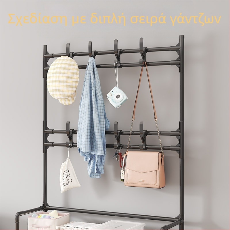Ράφι παπουτσιών Xiyin TEMU Hall, ενσωματωμένη κρεμάστρα παπουτσιών και καπέλων, απλή θήκη αποθήκευσης, πολυστρωματική κρεμάστρα παλτών, θήκη αποθήκευσης