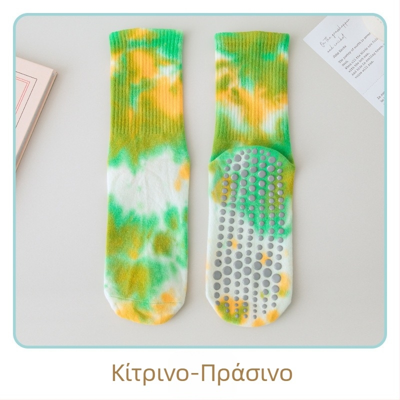 Κάλτσες Γιόγκα Σιλικόνης Αντιολισθητικές Γυναικείες Tie-dye Κάλτσες Μεσαίου Μήκους Κάλτσες από Χτενισμένο Βαμβάκι Γυναικείες Κάλτσες Γυμναστικής Πιλάτες Αθλητικές Ψηλές Κάλτσες
