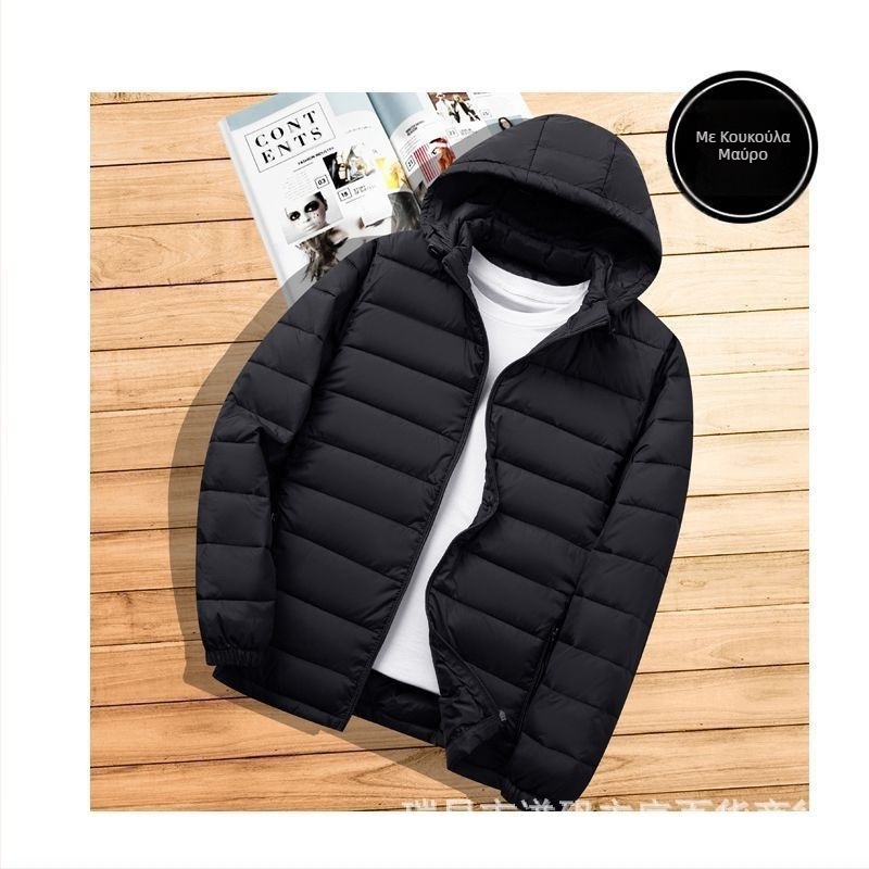 Ανδρικό ελαφρύ μπουφάν με επένδυση από βαμβάκι, νέο, άνετο, ζεστό, ελαφρύ μπουφάν με επένδυση από βαμβάκι, φθινοπωρινό και χειμωνιάτικο γιακά, με κουκούλα, λεπτό, μικρό μπουφάν με επένδυση από βαμβάκι