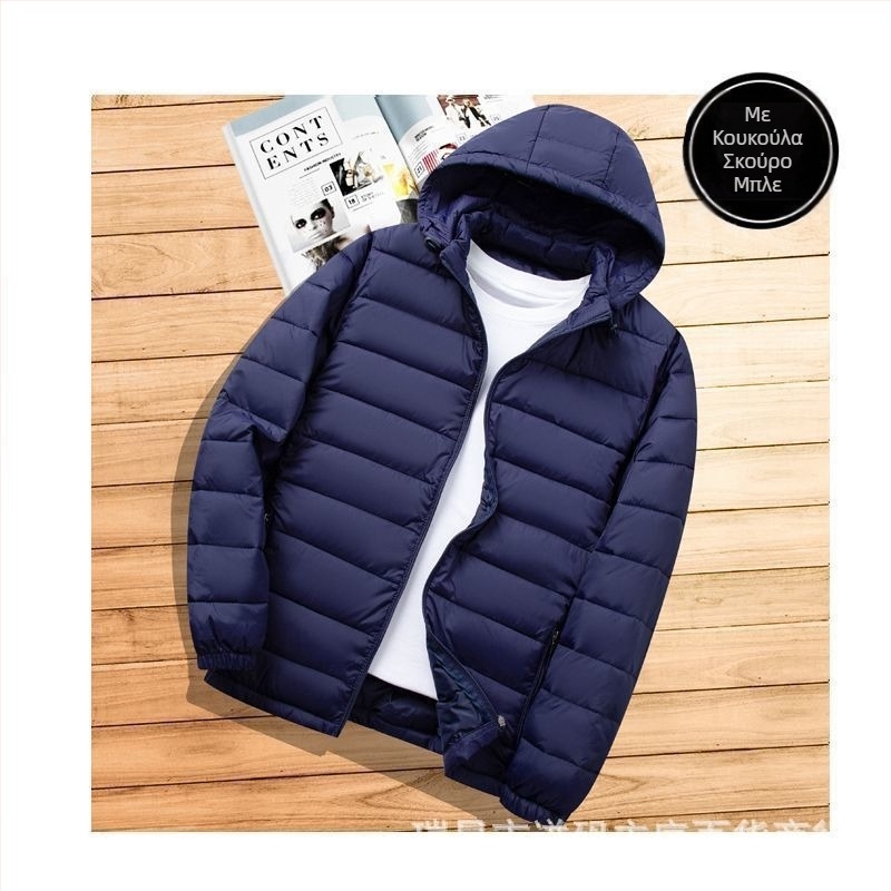 Ανδρικό ελαφρύ μπουφάν με επένδυση από βαμβάκι, νέο, άνετο, ζεστό, ελαφρύ μπουφάν με επένδυση από βαμβάκι, φθινοπωρινό και χειμωνιάτικο γιακά, με κουκούλα, λεπτό, μικρό μπουφάν με επένδυση από βαμβάκι