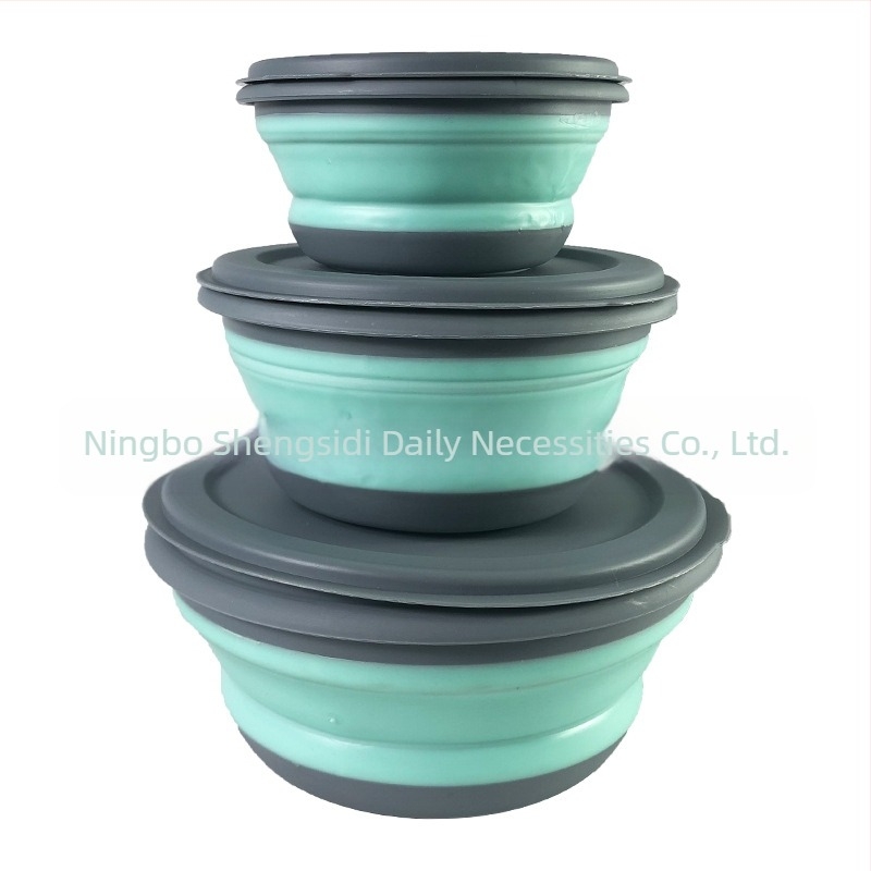 Dead Mage Πτυσσόμενο Σετ Μπολ Εξωτερικού Χώρου Μπολ Ταξιδιού Αποθήκευση Τριών Μπολ Παιδικό Μπολ Σετ Φαγητού Πτυσσόμενο Μπολ