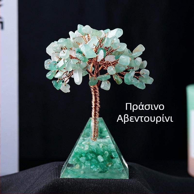 Διασυνοριακή Ζεστή Πώληση Φυσικό Κρυστάλλινο Χαλίκι Πλούτος Δέντρου Κόλλα Ρητίνης Πυραμίδα Βάσης Σαλόνι Διακόσμηση Σπιτιού Στολίδια Διακόσμησης Σπιτιού