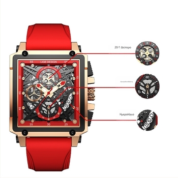 Ανδρικό ρολόι Square Hollow High-End Business Trendy Watch Αδιάβροχο Φωτεινό Ρολόι Quartz Διασυνοριακό Χονδρικό Ημερολόγιο