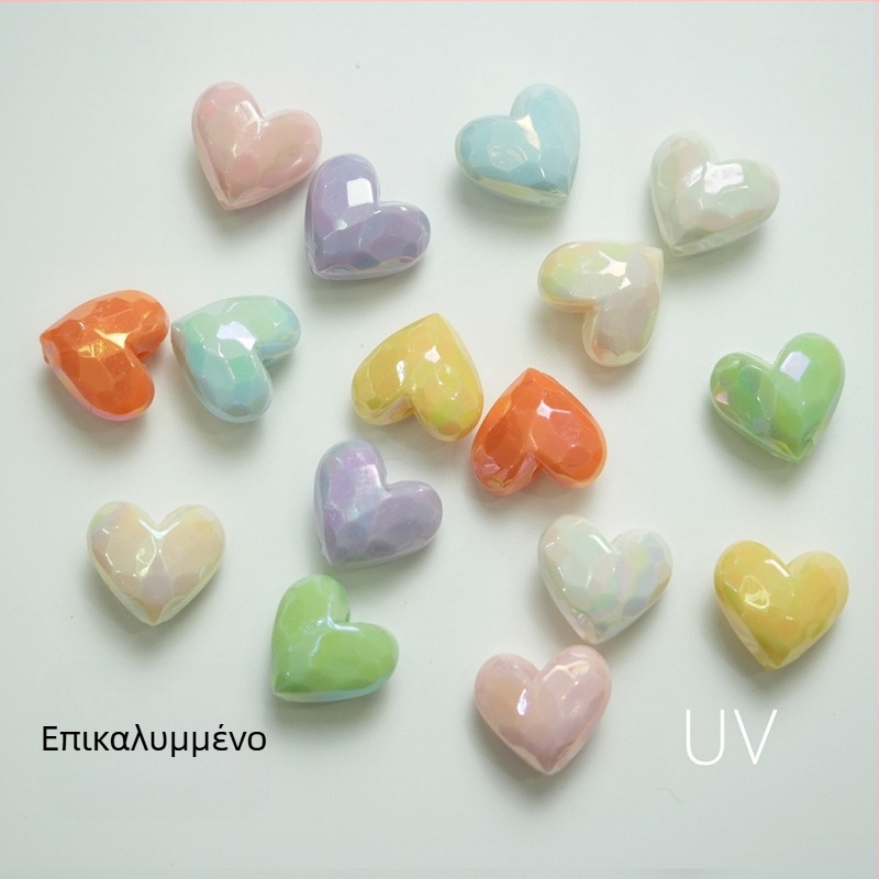 Μονόχρωμη επιχρυσωμένη αλυσίδα AB Macaron cut love diy για κινητό τηλέφωνο με χάντρες, αξεσουάρ με ίσια τρύπα, ροδακινί, καρδιά, υλικό χονδρικής