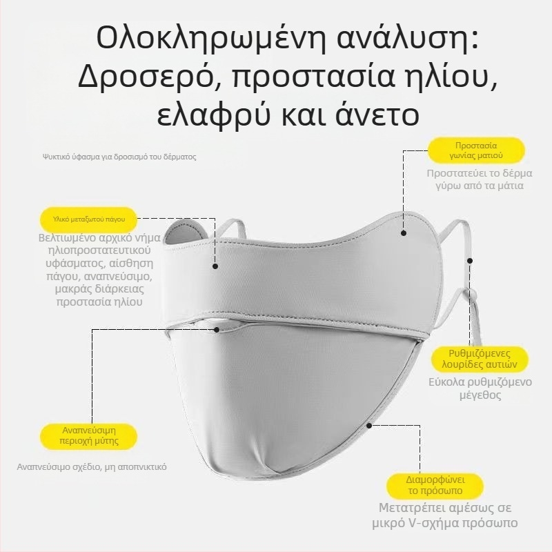 Jiaoshi νάιλον πρωτότυπο νήμα ματιών γωνία αντηλιακής μάσκας γυναικών αναπνεύσιμη μεταξωτή μάσκα πάγου κατά της υπεριώδους ακτινοβολίας για ιππασία τρισδιάστατη μάσκα ηλιοπροστασίας