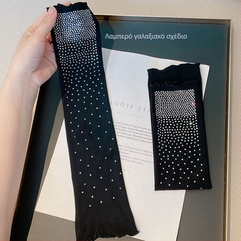 Ελαφριά πολυτελή υψηλής ελαστικής ζεστής διάτρησης Xinghe Brilliant αντηλιακά μανίκια γυναικών οδήγησης αδυνατίσματος πάγου μανίκια socialite στυλ κοντά μανίκια για το καλοκαίρι