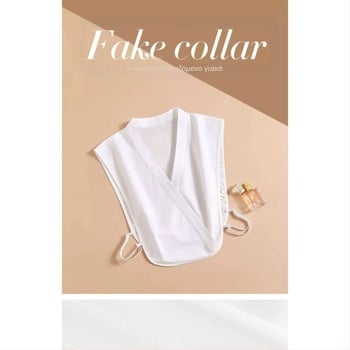 Φθινοπωρινό και Χειμερινό Διακοσμητικό Πουκάμισο με V-Neck και Ψεύτικο Γιακά, Λευκό, Απλό, Πολυλειτουργικό Βασικό Πουκάμισο, Ανθεκτικό στις Ρυτίδες, με Ψεύτικο Γιακά