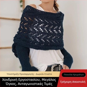 Νέο Amazon Crossborder Φθινόπωρο και Χειμώνας Μακρύ Σάλι Πλεκτό Κασκόλ Κοίλο Μακρύ Διπλό Σάλι Εξωτερικό