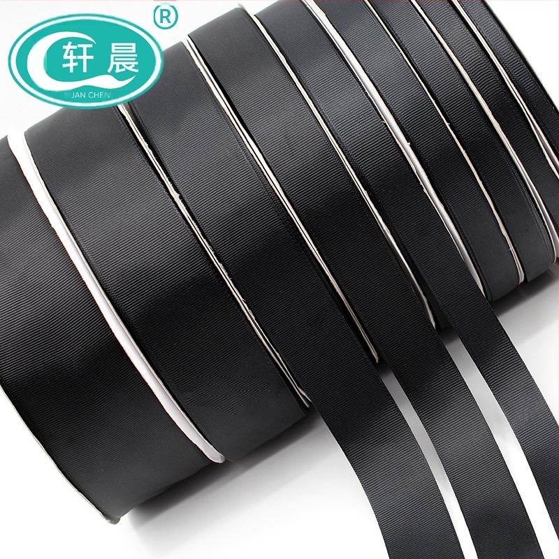 Μαύρη Κορδέλα με Ριμπ Φιόγκο Χειροποίητη Κορδέλα Αξεσουάρ Ρούχων Συσκευασία Ριμπ Ιμάντας Αξεσουάρ Yiwu