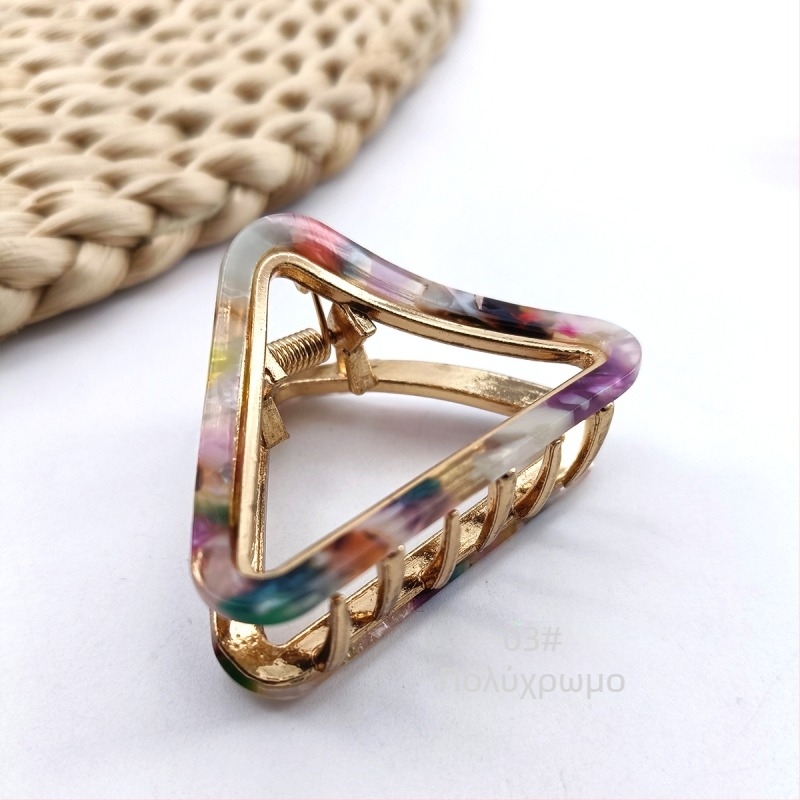 Hualin Cross-border Τριγωνικό κράμα λαβής κλιπ δίσκου κλιπ μαλλιών Μεσαίο κοίλο ριγέ κλιπ μαλλιών Ιδιοσυγκρασία οξικού οξέος κλιπ λαβής