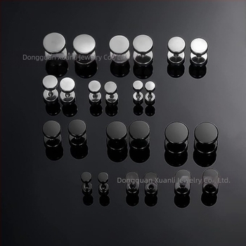 Σκουλαρίκια από ανοξείδωτο ατσάλι με στρογγυλό αλτήρα, μοντέρνα τιτάνιο, ατσάλι, ανδρικά κοσμήματα χιπ χοπ, μαύρου χρώματος, Dongguan