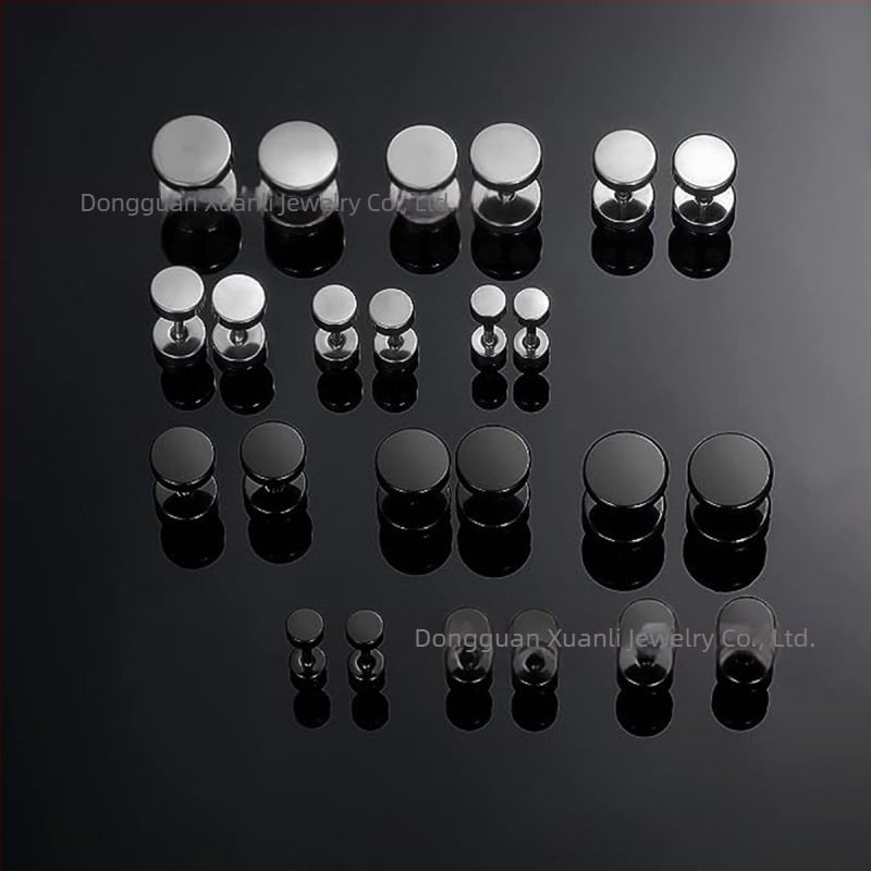 Σκουλαρίκια από ανοξείδωτο ατσάλι με στρογγυλό αλτήρα, μοντέρνα τιτάνιο, ατσάλι, ανδρικά κοσμήματα χιπ χοπ, μαύρου χρώματος, Dongguan