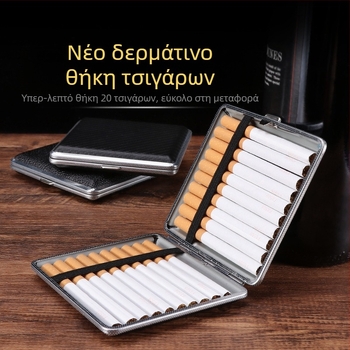Δερμάτινη θήκη τσιγάρων σε απόθεμα, 20 τεμάχια, κουτί αποθήκευσης τσιγάρων για άνδρες με μερικό λουράκι, ξεχωριστή αντιανεμική θήκη τσιγάρων