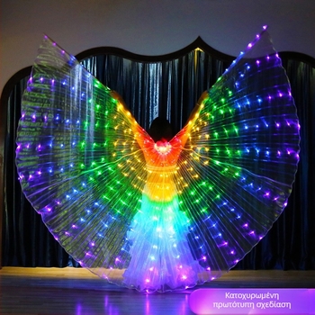 Φωτεινά LED Big Wings Dance Wings Χρωματιστά Ενηλίκων 360 μοιρών Παράσταση Χορού της Κοιλιάς Παράσταση Χορού με Χρυσά Φτερά σε Στήριγμα