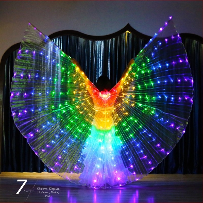 Φωτεινά LED Big Wings Dance Wings Χρωματιστά Ενηλίκων 360 μοιρών Παράσταση Χορού της Κοιλιάς Παράσταση Χορού με Χρυσά Φτερά σε Στήριγμα