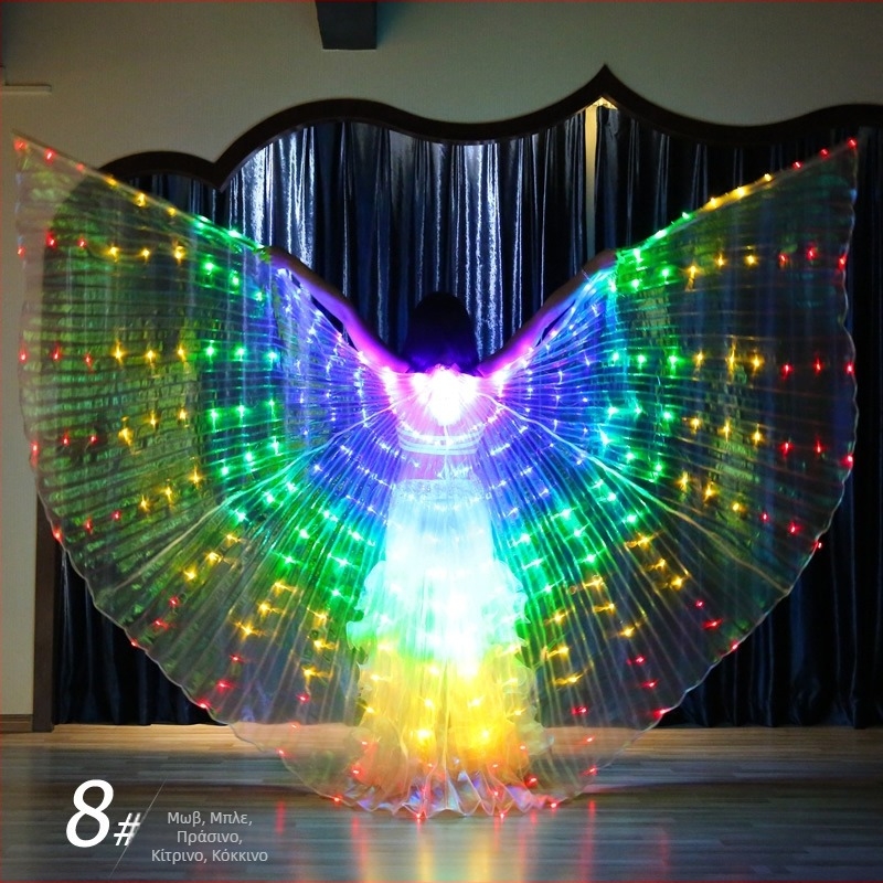 Φωτεινά LED Big Wings Dance Wings Χρωματιστά Ενηλίκων 360 μοιρών Παράσταση Χορού της Κοιλιάς Παράσταση Χορού με Χρυσά Φτερά σε Στήριγμα