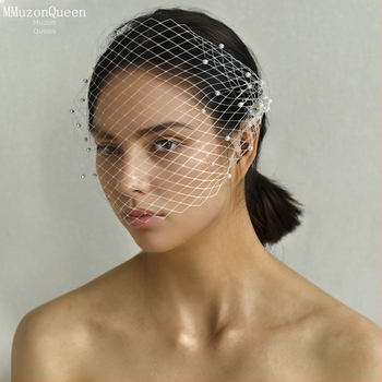 Manzhen Ευρωπαϊκό και Αμερικανικό εξωτερικό εμπόριο μαργαριταριών νύφης πλέγμα κλουβί πουλιών πέπλο vintage νύφη κόμμωση φόρεμα φωτογραφία στηρίγματα MA08