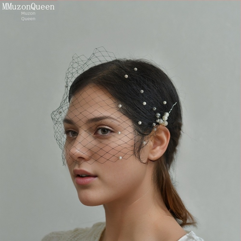 Manzhen Ευρωπαϊκό και Αμερικανικό εξωτερικό εμπόριο μαργαριταριών νύφης πλέγμα κλουβί πουλιών πέπλο vintage νύφη κόμμωση φόρεμα φωτογραφία στηρίγματα MA08