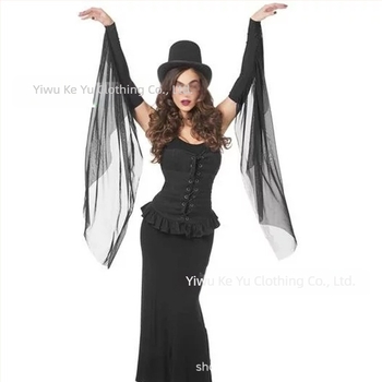 Μαύρα γάντια για διασυνοριακό μακιγιάζ πάρτι, μάγισσα, μάγισσα, ρούχα με μακριά μανίκια, χονδρικής