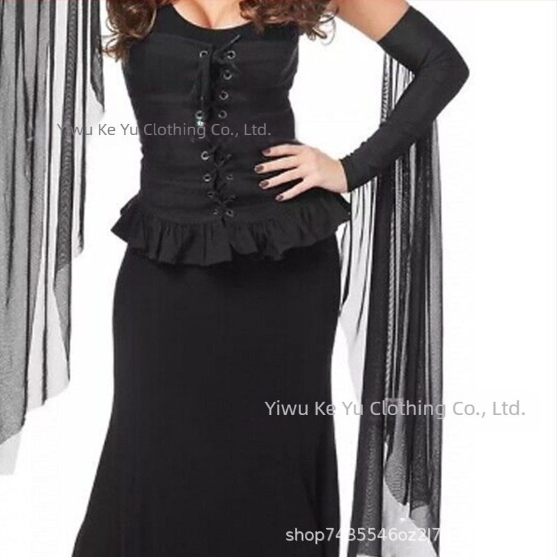 Μαύρα γάντια για διασυνοριακό μακιγιάζ πάρτι, μάγισσα, μάγισσα, ρούχα με μακριά μανίκια, χονδρικής