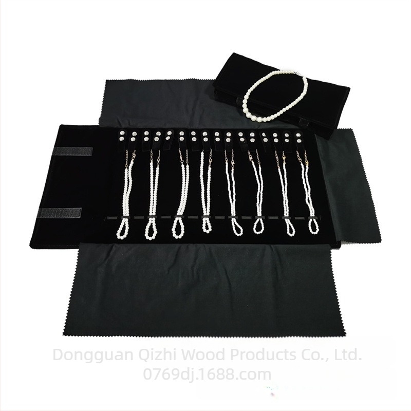 Τσάντα αποθήκευσης κολιέ κοσμημάτων σε ρολό, φορητή τσάντα συλλογής κολιέ, πτυσσόμενη φανελένια τσάντα κοσμημάτων