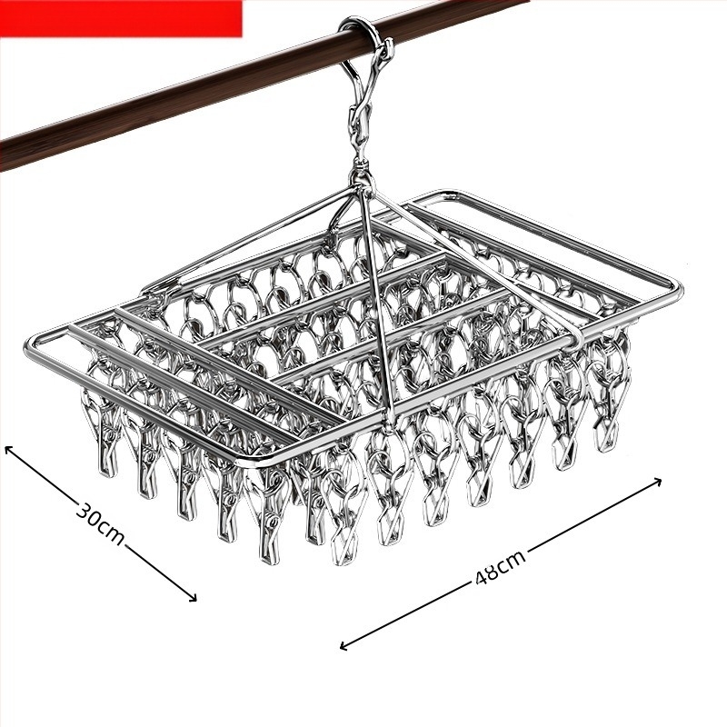 Ράφι στεγνώματος από ανοξείδωτο ατσάλι με πολλαπλά κλιπ, εσωτερική κρεμάστρα, ράφι στεγνώματος για οικιακή χρήση, κάλτσες, κάλτσες στεγνώματος για κοιτώνες, κάλτσες αποθήκευσης