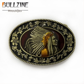 Αγκράφα ζώνης BULLZINE από κράμα ψευδαργύρου, ινδική, 03151-1, ρετρό, casual, western denim