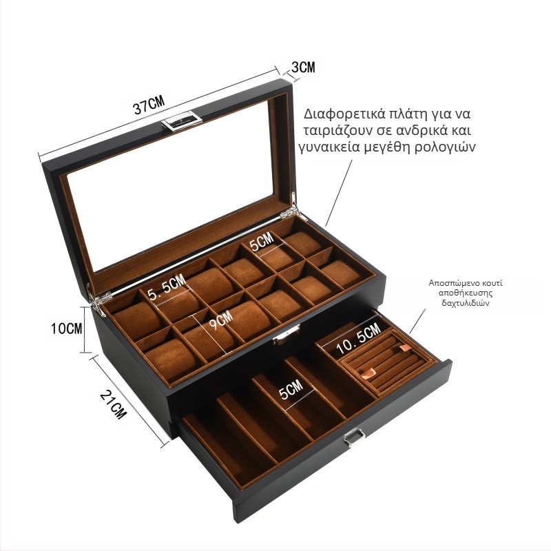 Νέο διασυνοριακό κουτί κοσμημάτων σε απόθεμα χονδρικής μαύρο ματ κουτί αποθήκευσης ρολογιών ξύλινο πολυλειτουργικό κουτί κοσμημάτων