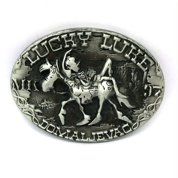 [Yin Su] Western Denim πολυχρηστικό οβάλ αγκράφα ζώνης με γράμματα Knight, διασυνοριακή μονοκόμματη παράδοση