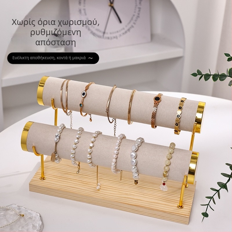 Ράφι επίδειξης βραχιολιών Μεταλλική πολυστρωματική βάση επίδειξης κοσμημάτων βραχιολιών Ράφι αποθήκευσης βραχιολιών ρολογιών σκάλας Βελούδινη βάση κοσμημάτων