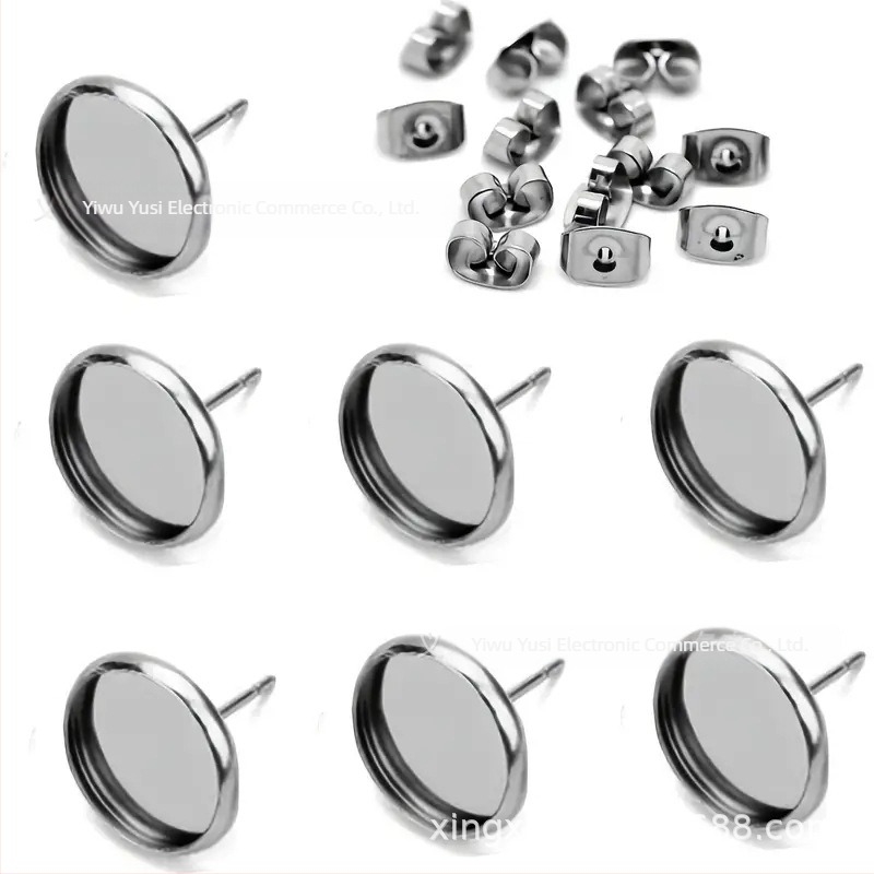 Σκουλαρίκι 30 px/κουτί κενό κυρτό στρογγυλό σκουλαρίκι από ανοξείδωτο ατσάλι για είδη κατασκευής κοσμημάτων DIY χειροτεχνία