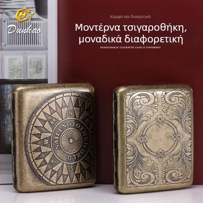 Νέο χάλκινο συμπυκνωμένο λουλούδι 20 τεμαχίων μεταλλική καθαρή χαλκός θήκη τσιγάρων αναδιπλούμενο κουτί δώρου σκαλιστό σκαλιστό λουλούδι ανθεκτικό στην πίεση και τη σκόνη σετ καπνίσματος