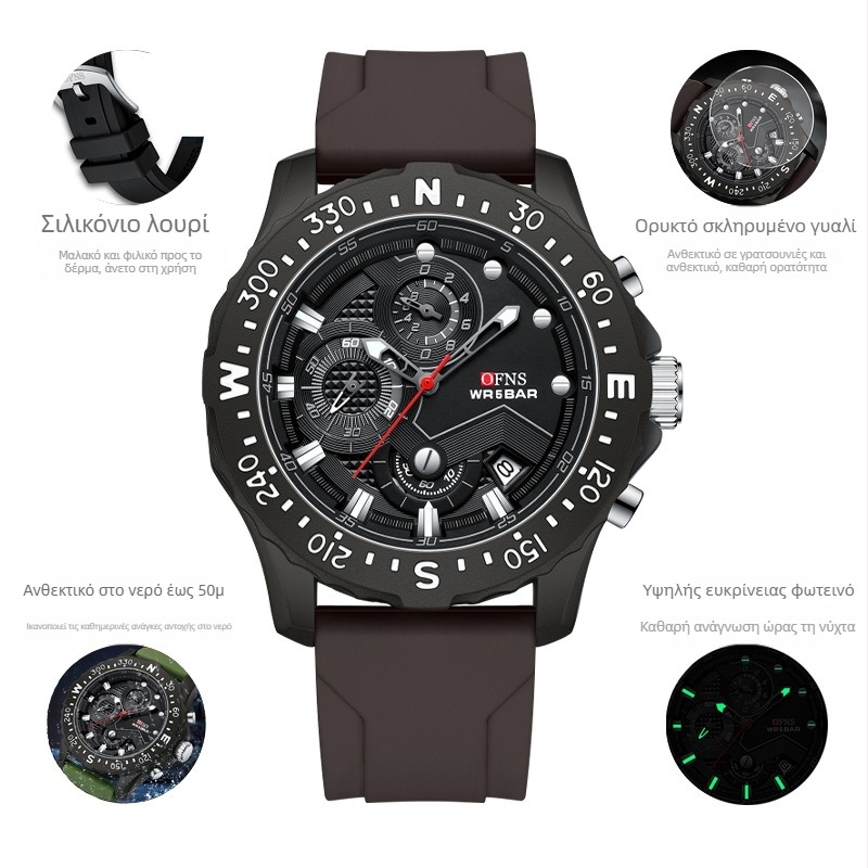 Ανδρικό ηλεκτρονικό ρολόι χαλαζία μόδας απλό ημερολόγιο σπορ πολυλειτουργικό αδιάβροχο εργοστασιακό εφοδιασμό 2024 νέο