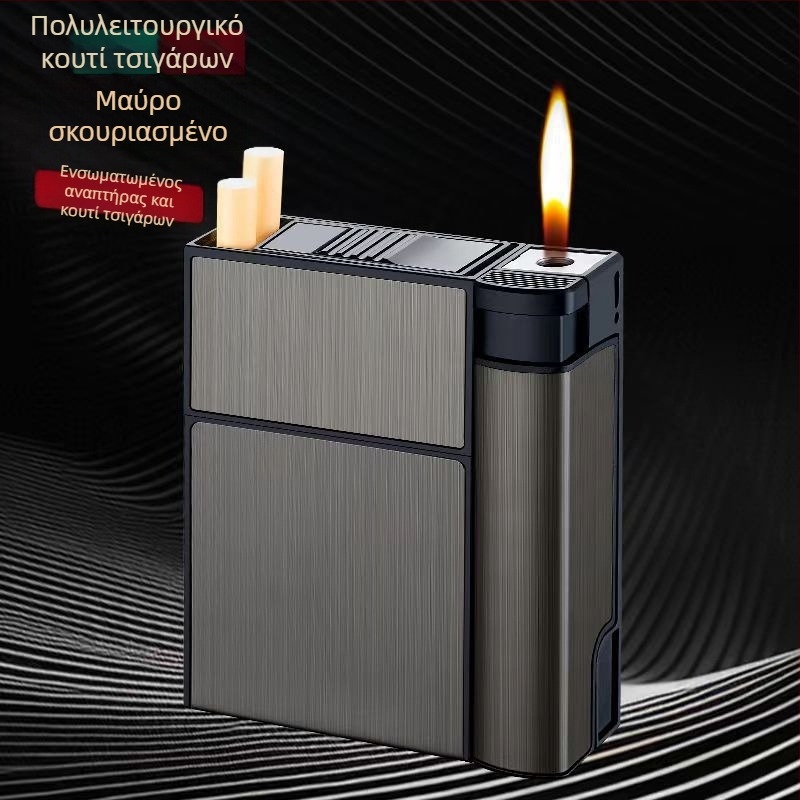 Αναπτήρας τσιγάρων με θήκη τσιγάρων, ενσωματωμένος κόκκινος, φορητός, ανθεκτικός στην πίεση και την υγρασία, με ενσωματωμένο αναπτήρα, 20 τεμάχια