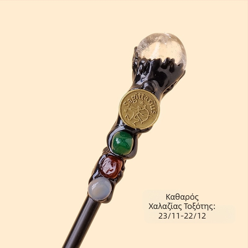 Διασυνοριακό φυσικό κρύσταλλο πρωτότυπο πέτρινο δώδεκα αστερισμό μαγικό ραβδί κρυστάλλινο στοιχείο πρωτότυπο πέτρινο μαγικό σκήπτρο στηρίγματα χονδρικής