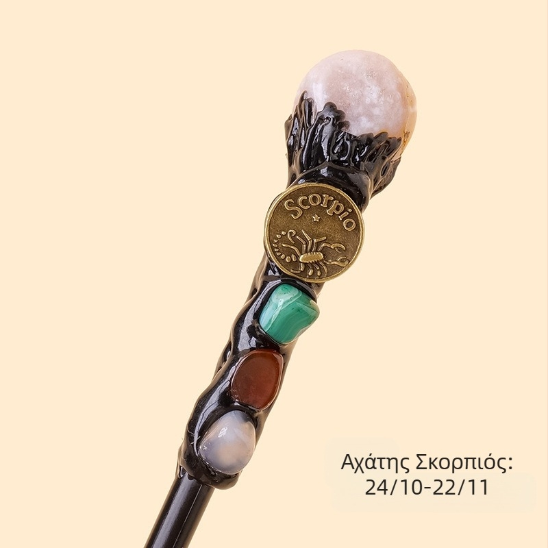 Διασυνοριακό φυσικό κρύσταλλο πρωτότυπο πέτρινο δώδεκα αστερισμό μαγικό ραβδί κρυστάλλινο στοιχείο πρωτότυπο πέτρινο μαγικό σκήπτρο στηρίγματα χονδρικής