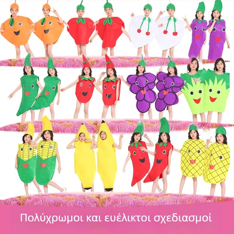 Παιδική Στολή Φρούτων Λαχανικών Νηπιαγωγείου Περιβαλλοντική Επίδειξη Μόδας Κοστούμι Σκηνής Κολοκύθας για Χάλογουιν