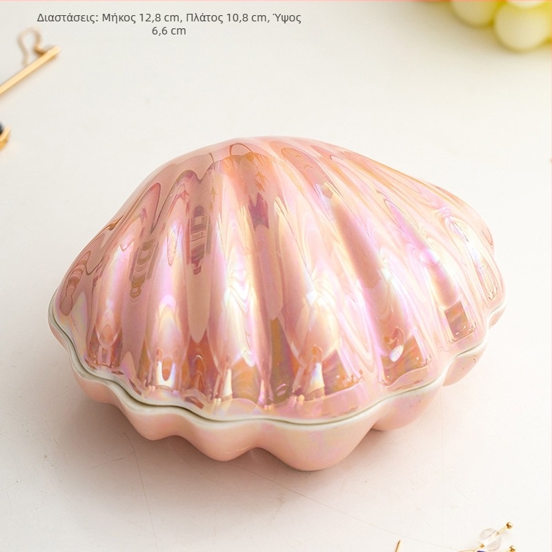 Εργοστασιακό ροζ κεραμικό κουτί κοσμημάτων με κέλυφος, κουτί αποθήκευσης κοσμημάτων με μαργαριτάρια, δημιουργικά δώρα για το σπίτι