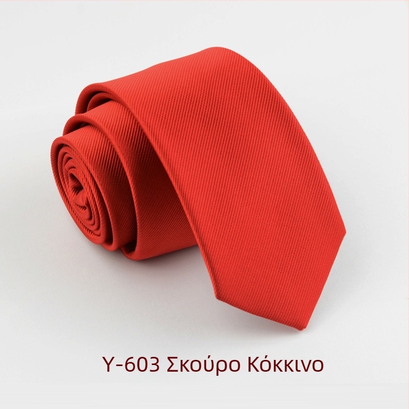 Επίσημη στενή γραβάτα 6cm Pure Color για άνδρες, κορεάτικη μόδα, βρετανική, επαγγελματική, στενή έκδοση, μαύρο, κόκκινο, ρίγες Pure Color