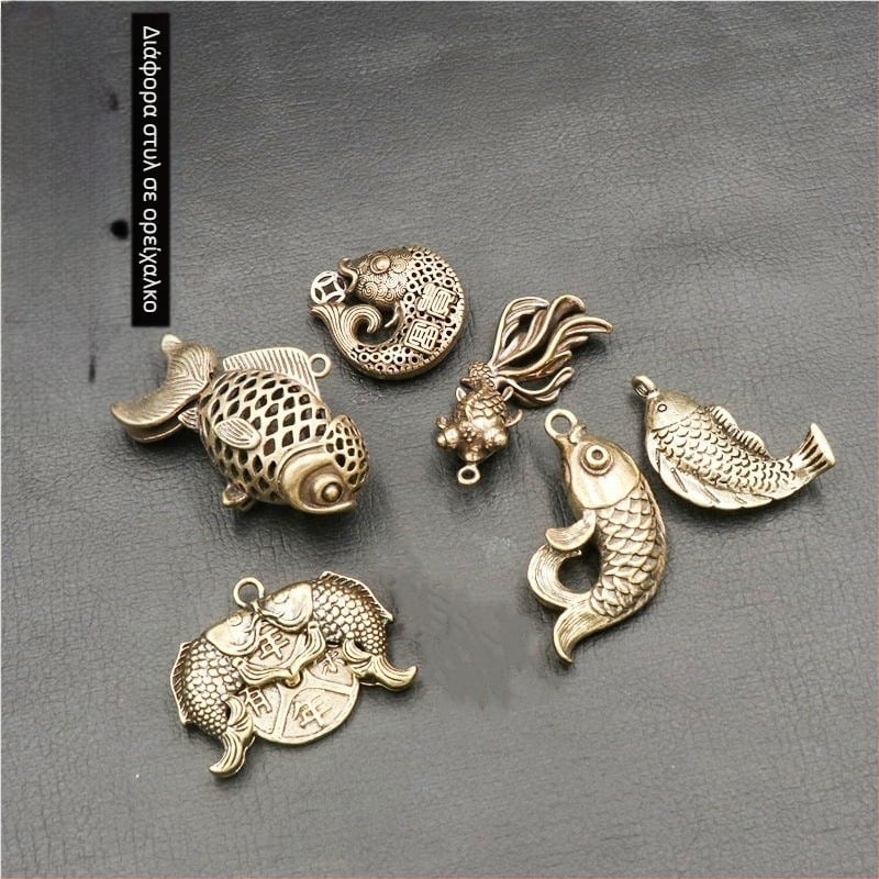 Μπρελόκ koi από ορείχαλκο, κινητό χρυσόψαρο, μενταγιόν αυτοκινήτου, καθαρό χαλκό, χονδρική χονδρική για μπρελόκ koi feng shui