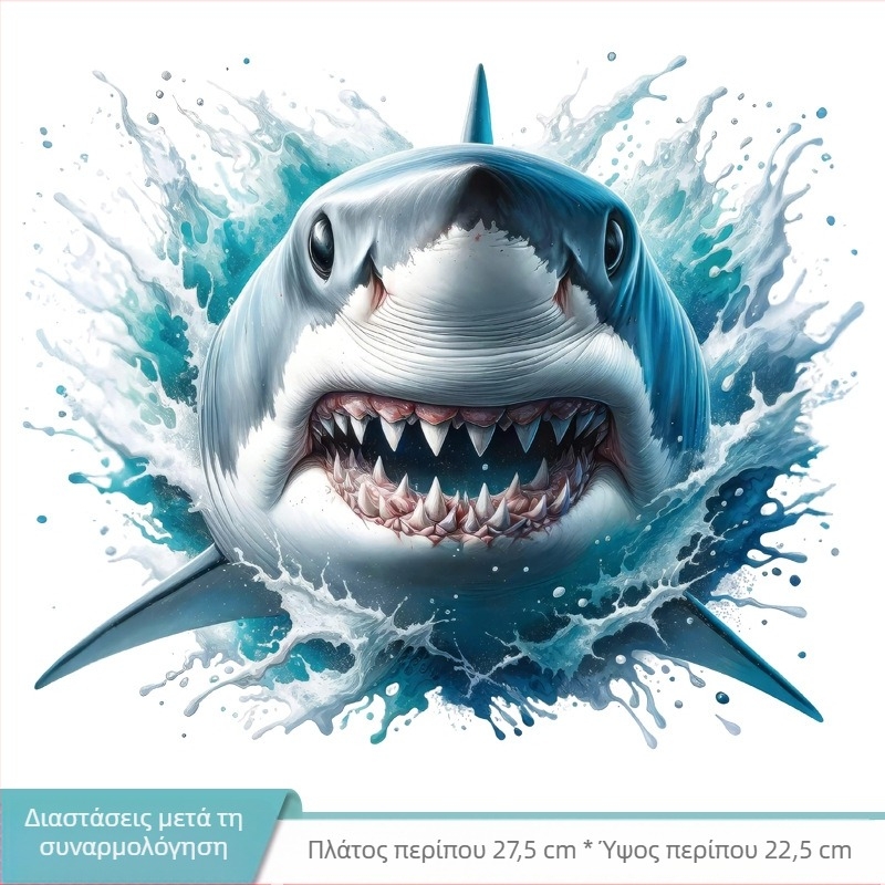 Εξατομικευμένο τρισδιάστατο οπτικό δημιουργικό αυτοκόλλητο καρχαρία τουαλέτας, αυτοκόλλητο καρτούν τουαλέτας, αυτοκόλλητο φόντου παιδικού δωματίου