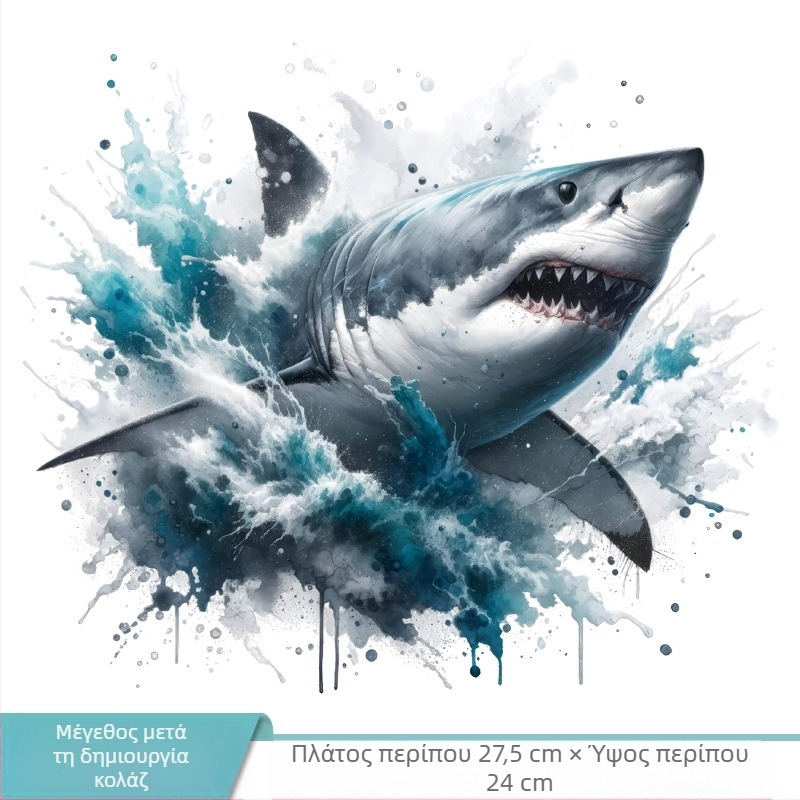 Εξατομικευμένο τρισδιάστατο οπτικό δημιουργικό αυτοκόλλητο καρχαρία τουαλέτας, αυτοκόλλητο καρτούν τουαλέτας, αυτοκόλλητο φόντου παιδικού δωματίου