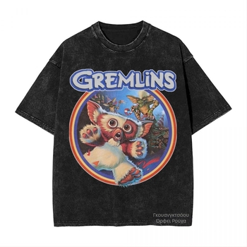 Πλυμένο μπλουζάκι Gremlin 84 T-Shirts Gizmo 80s Χριστουγεννιάτικη ταινία