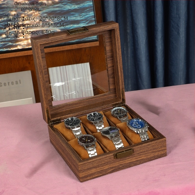 Ελαφρύ πολυτελές νέο κινέζικο στυλ από μασίφ ξύλο από ξύλο, δερμάτινο κουτί ρολογιών, βραχιόλι, βραχιόλι, κουτί κοσμημάτων, vintage κουτί εμφάνισης ρολογιών χειρός με καπάκι