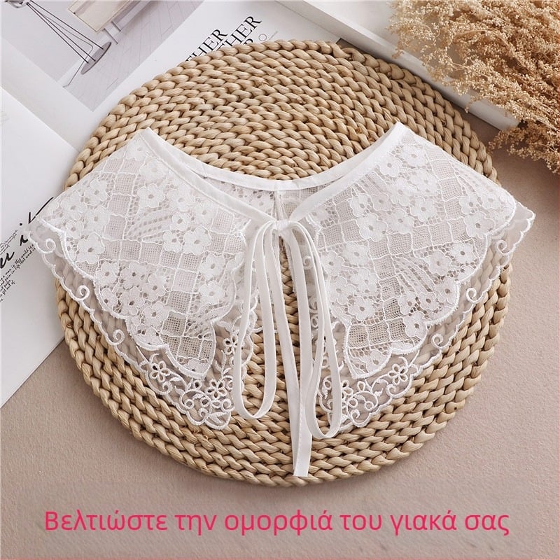 Γυναικεία κάπα με δαντέλα, μικρή κάπα, καλοκαιρινή, λευκή, πολυλειτουργική αντηλιακή προστασία με φούστα και λουράκι με φιόγκο, ψεύτικο γιακά