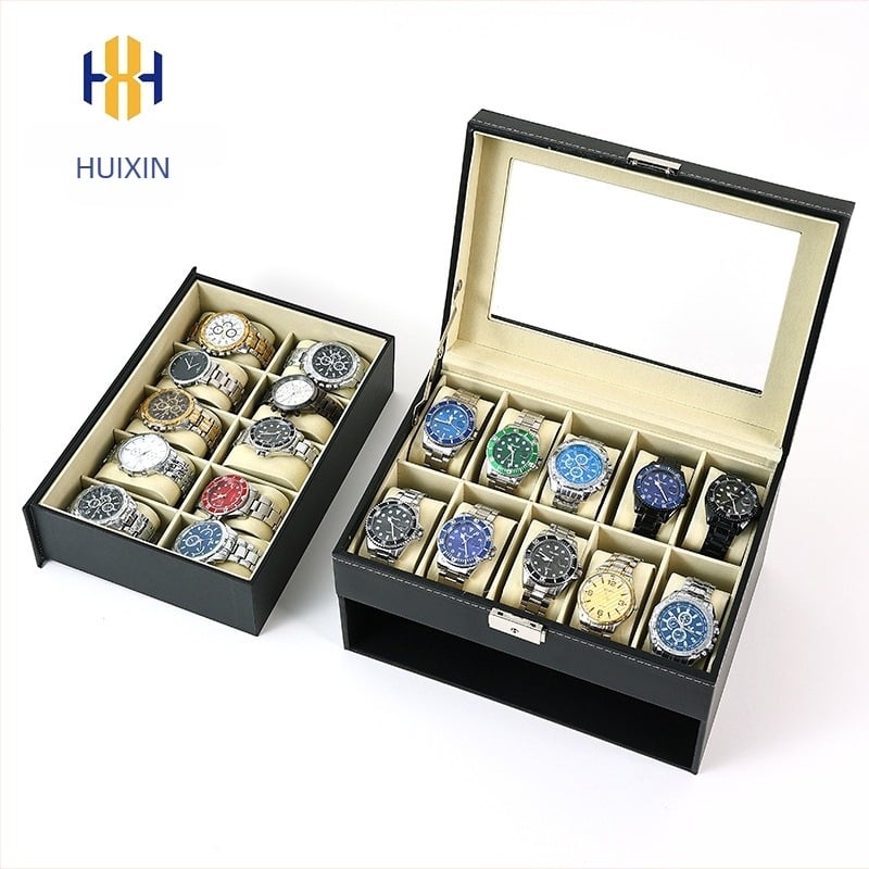 Χονδρικό χονδρικό συρτάρι διπλής στρώσης από δέρμα Pu, 20-bit κουτί ρολογιών, κοσμήματα, συσκευασία δώρου, άμεση προμήθεια από εργοστάσιο