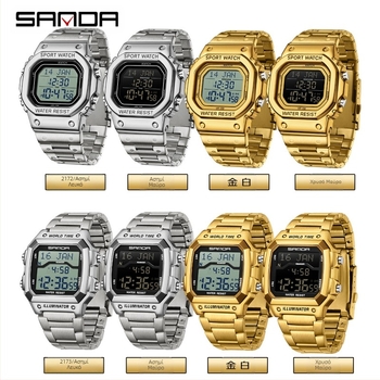 Ηλεκτρονικό ρολόι Sanda, διασυνοριακό ρολόι Middle East, σελιδοδείκτης, πυξίδα, αθόρυβο, πολυλειτουργικό ανδρικό ρολόι με υπενθύμιση πολλαπλών χρήσεων